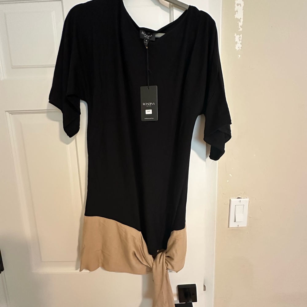 NWT Rondina Black and Tan Short Sleeve Dress wool